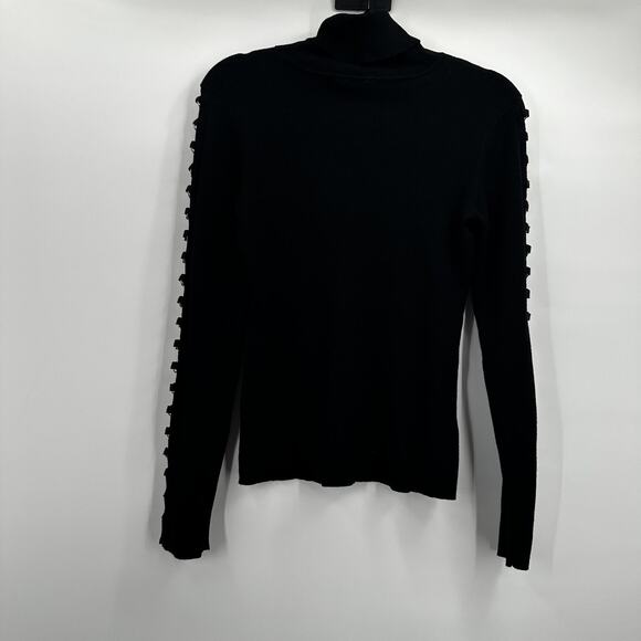 Guess Sweater Womens Large Black Cut Out Turtleneck Ring Detail Pullover Top - Picture 6 of 12